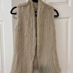 Real Rabbit Fur Knit Vest in Beige